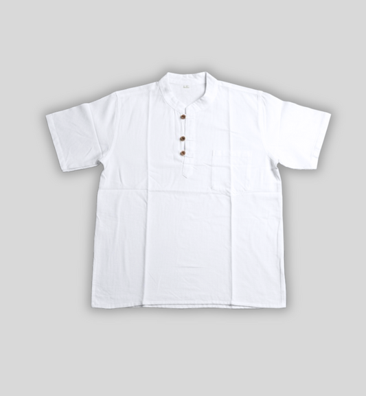 White Half Sleeve Kurtha- Made in Nepal